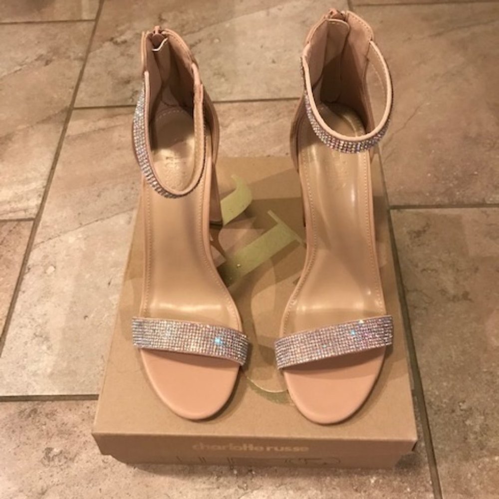Strappy Rhinestoned Heel | 8W | Charlotte Russe